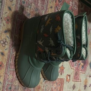 Green Kids' Dino Print Winter Boots